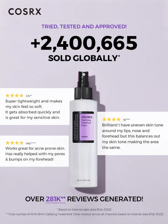 Cosrx AHA BHA Clarifying Treatment Toner Hookskorea Korean Skincare Korea cosmetics